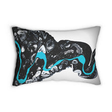 Load image into Gallery viewer, Turquoise Flow Lumbar Pillow - KAT WABI SABI: DOPE WEARABLE. ART. DESIGNS.
