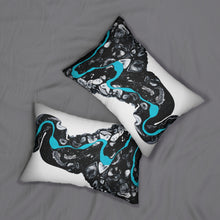 Load image into Gallery viewer, Turquoise Flow Lumbar Pillow - KAT WABI SABI: DOPE WEARABLE. ART. DESIGNS.
