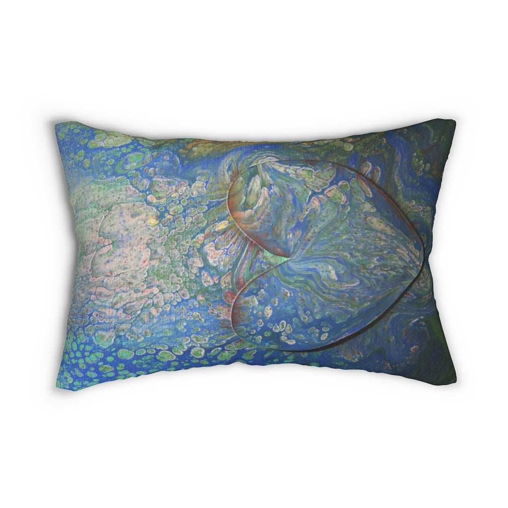 Love Deeply, Ocean Blue Lumbar Pillow - KAT WABI SABI: DOPE WEARABLE. ART. DESIGNS.